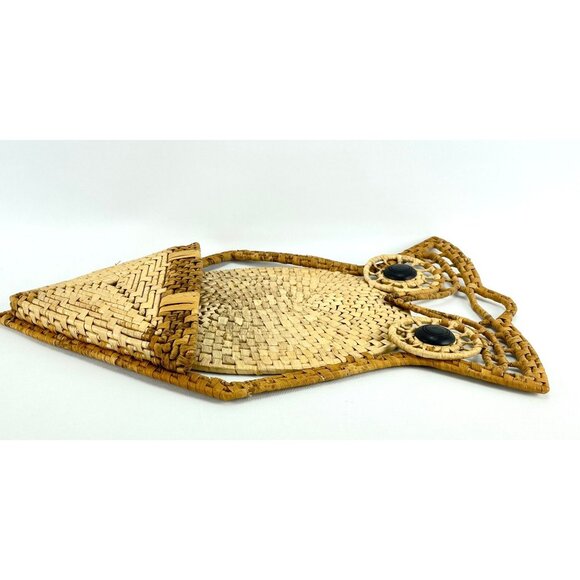 Vintage 1970s owl mail organizer, large wicker owl wall letter holder - Picture 5 of 9